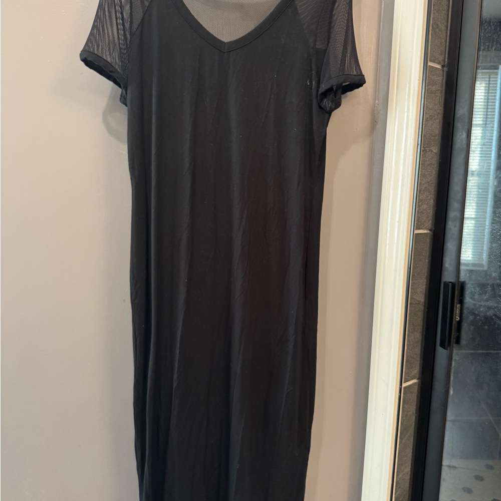 Skinnygirl Black Midi Dress with Sheer Sleeves sexy black dress